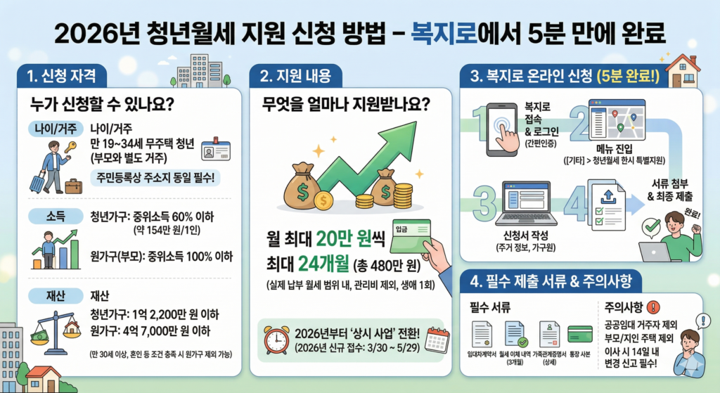 복지로 청년월세 지원 신청 인포그래피
