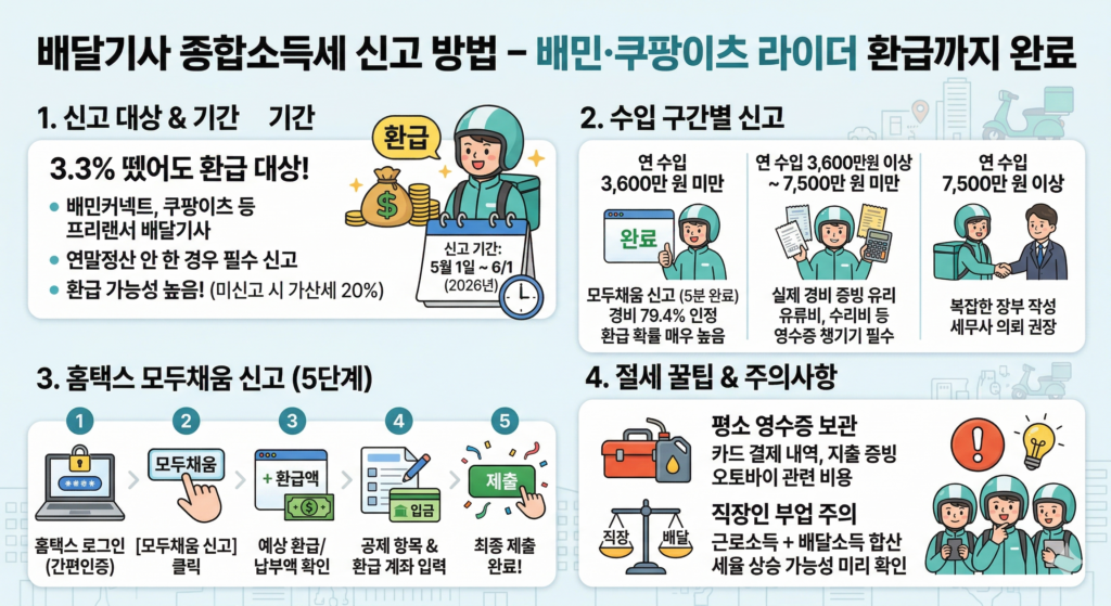 배달기사 종합소득세 절차 인포그라피