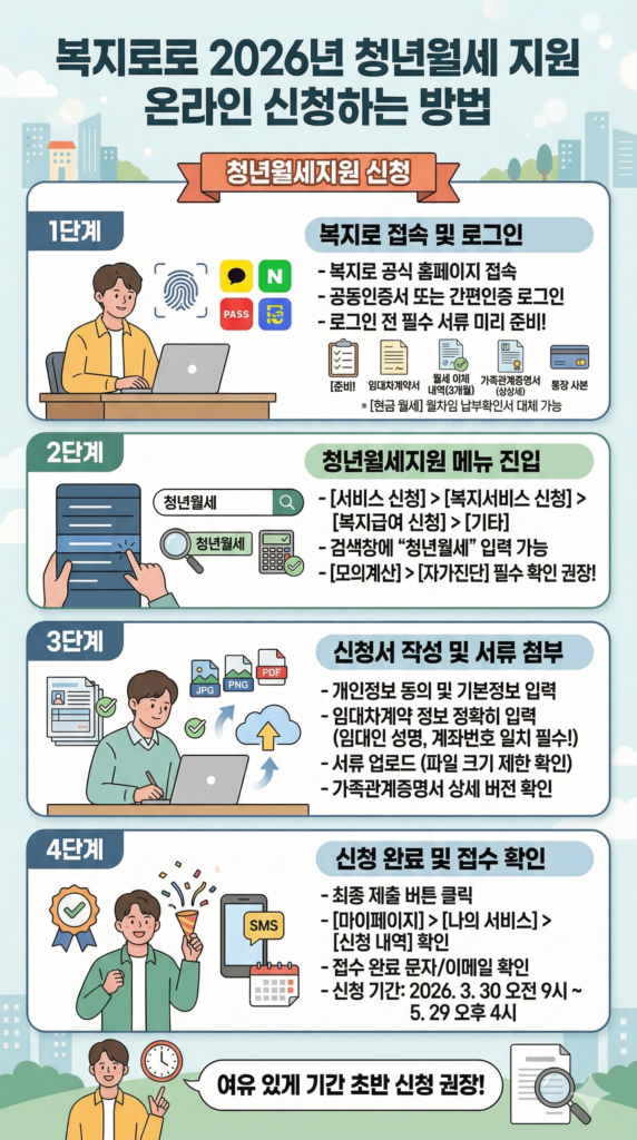 청년월세 지원 온라인 신청 방법인포그래피